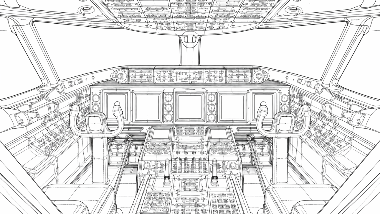 Wireframe of a cockpit