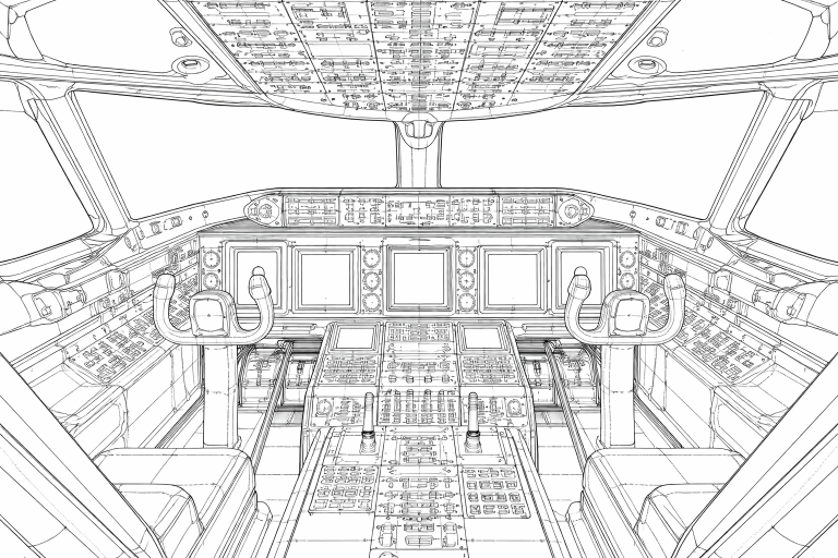Wireframe of a cockpit