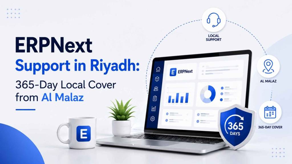 ERPNext support in Riyadh, 365 days a year, covering Al Malaz and the wider city. SLA-backed tickets, ZATCA update support, and rescue support if another vendor implemented your system.