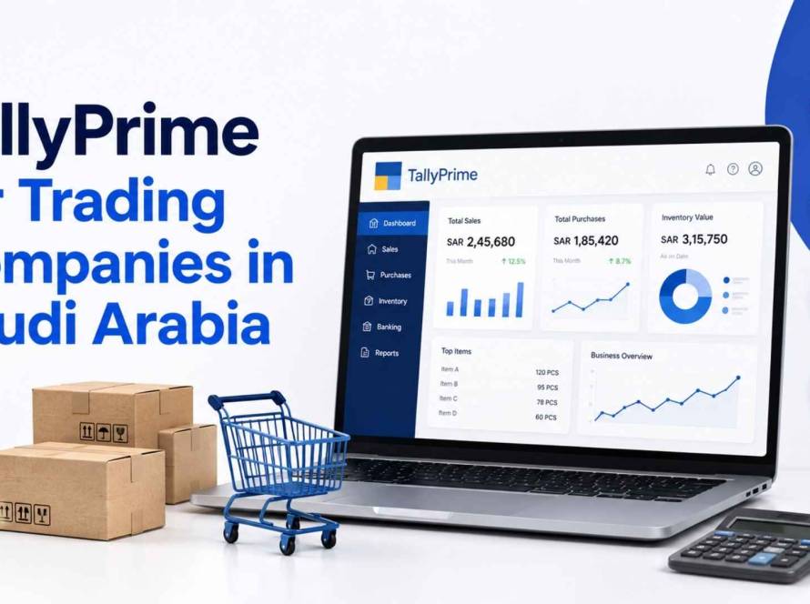 How TallyPrime handles multi-godown stock, purchase and sales orders, credit control, and ZATCA e-invoicing for wholesale and trading companies in Saudi Arabia.