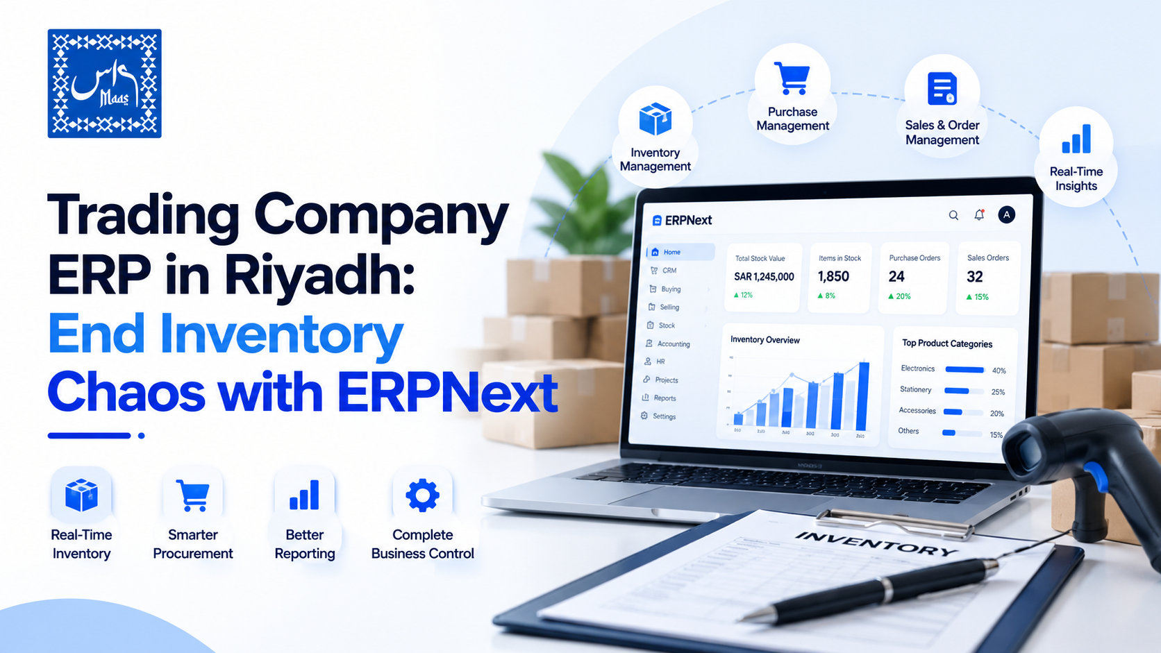 Trading company ERP in Riyadh: how ERPNext fixes stock mismatches, landed cost, pricing, credit control and ZATCA Phase 2 for wholesalers and importers.